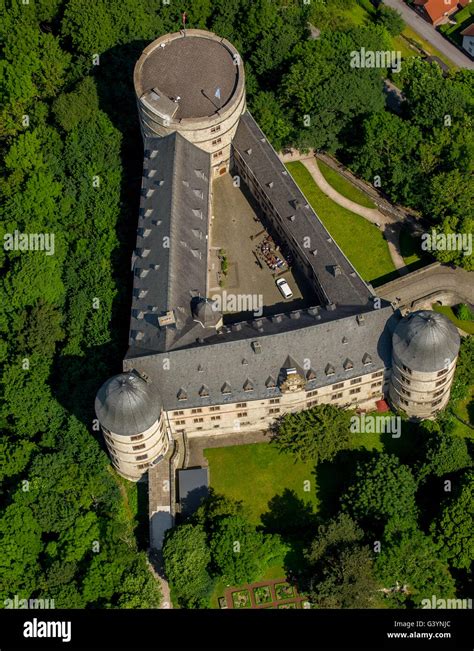 Aerial view, Wewelsburg, hill Castle in the district Wewelsburg town Buren in the district of ...