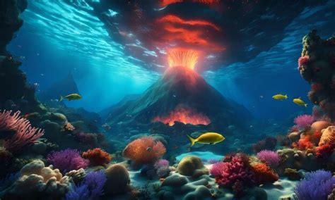 Premium AI Image | Underwater Volcanoes in the Ocean Floor