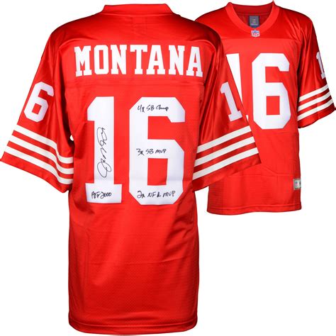 Joe Montana San Francisco 49ers Autographed Red Proline Jersey with ...