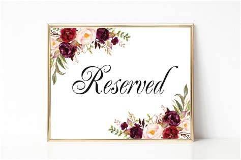 Reserved Cards For Tables Templates – Creative Inspirational Template ...