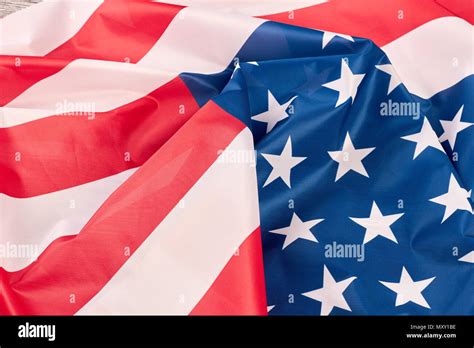 USA flag background. Close up crumpled flag of United States of America ...