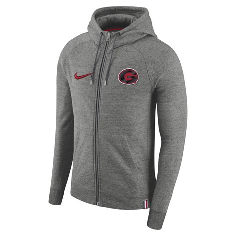 Nike Georgia Bulldogs Heathered Gray AW77 Full-Zip Hoodie