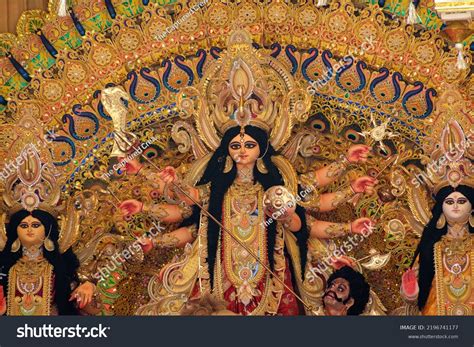 Goddess Durga Devi Idol Decorated Puja Stock Photo 2196741177 ...