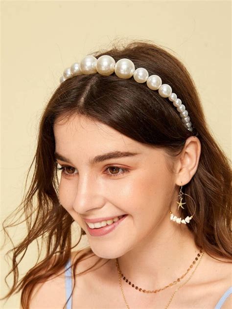 Gold or White Headband With Pearls Pearl Wedding Headband | Etsy