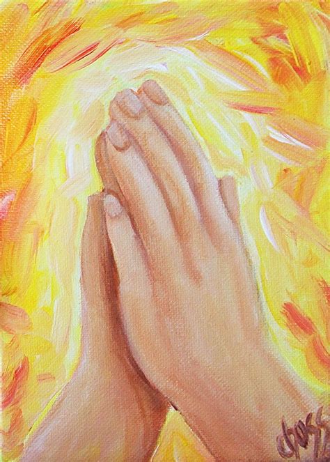 Prayer Hands on Yellow II, original acrylic painting, 5 x 7 by cBossArtCollectible on Etsy ...