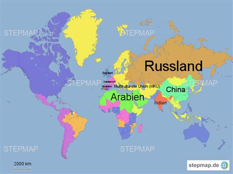 StepMap - Sprachen der Welt - Landkarte für Welt