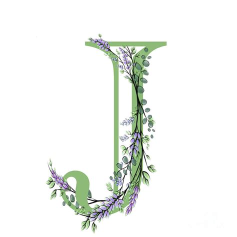 The Letter J - Lavender And Eucalyptus Digital Art by H Cooper