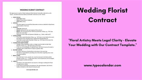 Free Printable Wedding Florist Contract Templates [Word, PDF]