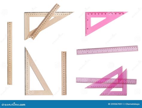 Set with Different Rulers with Measuring Length Markings in Centimeters on White Background ...