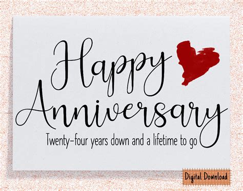 Printable 24th Anniversary Card 24th Anniversary Gift Twenty | Etsy