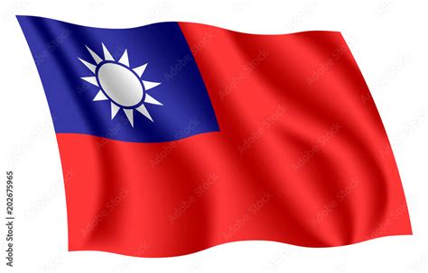 Taiwan flag. Isolated national flag of Taiwan. Waving flag of the Republic of China (ROC ...