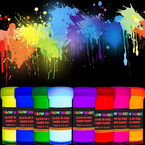 Glow in The Dark Acrylic Paint Set - Self-Luminous Phosphorescent ...