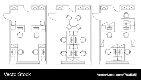 Floor Plan Office Furniture Symbols - Standard Office Furniture Symbols On Floor Plans Vector ...