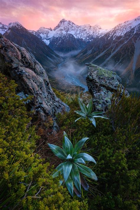 A remote valley in the Southern Alps of New Zealand @williampatino ...