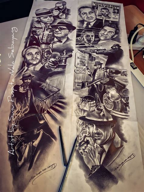 My Artwork drawing "Mobsters History" | Tatuagem máfia, Tatuagem atrás ...