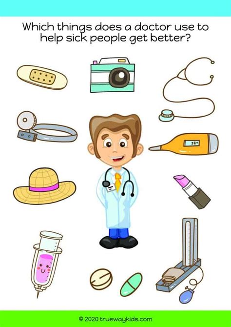 Doctor worksheet for kids | Lecciones bíblicas para niños, Oficios y ...