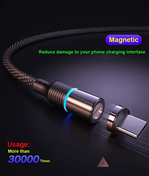 Magnetic Phone Charger Cable 3 in 1 Nylon Braided USB Fast Charging