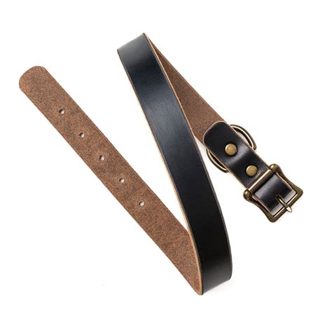 Black Dog Collar: Durable Leather with Solid Brass Hardware - Popov Leather®