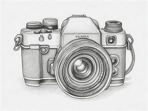 Premium AI Image | Black and white sketch dslr camera