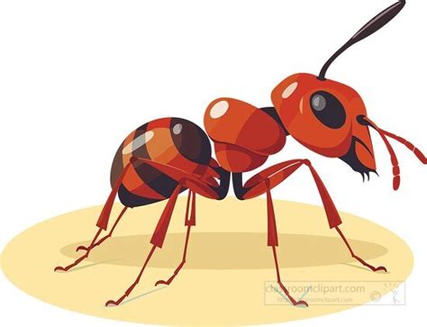 Insect Clipart-red ant with a long antennae on its head