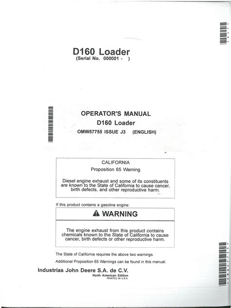 John Deere Loader D160 Operators Manual