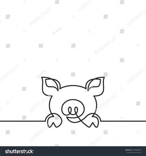 One Continuous Line Drawing Pig Black: vector de stock (libre de ...