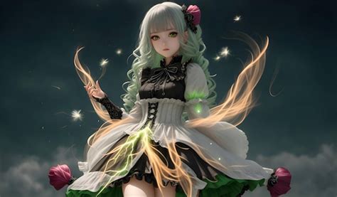 Premium AI Image | Beautiful anime girl wearing awesome dress fantasy girl