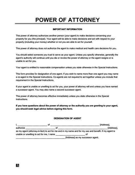 Power Of Attorney Sample Letter Pdf India | Onvacationswall.com