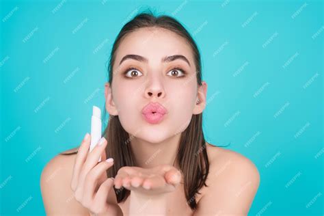 Premium Photo | Woman lipstick makeup portrait beautiful female with red pink lips over studio ...
