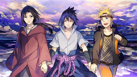 Online crop | HD wallpaper: three Naruto anime characters, Itachi Uchiha, Naruto Uzumaki ...