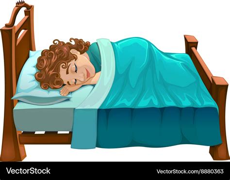 Boy is sleeping on his bed Royalty Free Vector Image