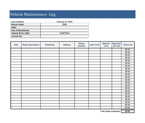 30 Free Vehicle Maintenance Logs [Excel, PDF, Word] - TemplateArchive