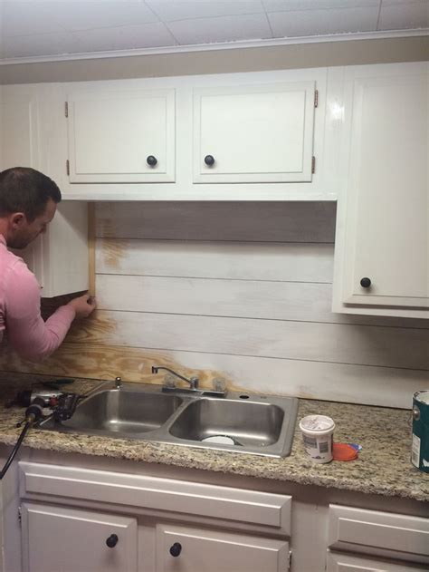 Kitchenette Shiplap Backsplash | Diy kitchen backsplash, Cheap kitchen backsplash, Inexpensive ...