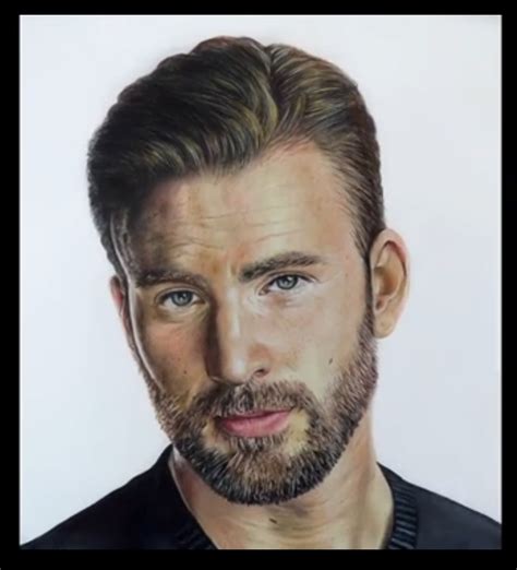 Chris Evans in colored pencil drawing. myb | Celebrity drawings, Portrait tutorial, Chris evans