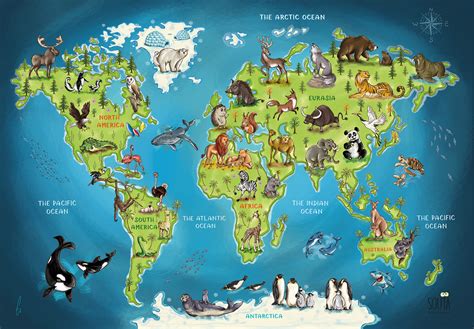 ANIMALS WORLD MAP PUZZLE DESIGN :: Behance