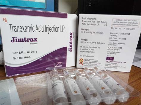 Tranexamic Acid Injection IP, Packaging Type: Ampoule, 5*5ml Amp, Rs 81 ...