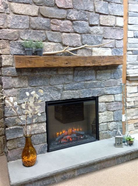 Quarry Cut Natural Stone Fireplace Surround, Barn Beam Mantel, Blue ...