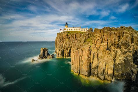 Neist point lighthouse at isle of skye in scotland stock photo containing | Architecture Stock ...