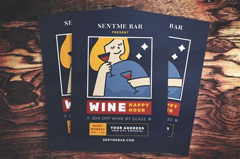 Happy Hour Wine Flyer | Flyer Templates ~ Creative Market