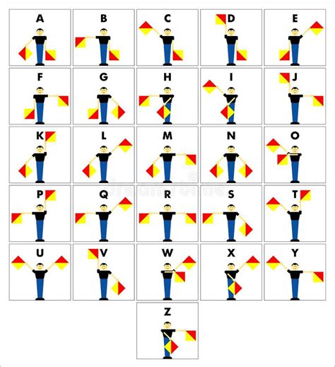 Semaphore Flag Signals Alphabet Stock Vector - Illustration of scouts ...