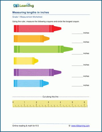 Grade 1 measurement worksheets: Measuring lengths with a ruler | K5 Learning