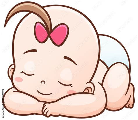 Vector Illustration of Cartoon Baby sleeping Stock Vector | Adobe Stock