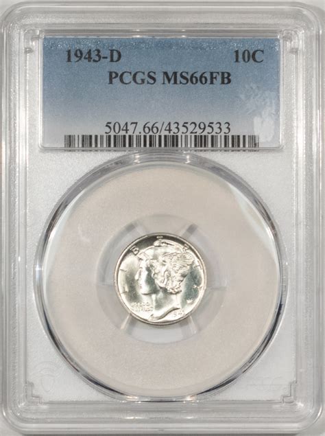 1943-D MERCURY DIME - PCGS MS-66 FB, BLAST WHITE - The Reeded Edge, Inc