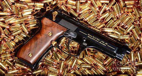 Gold 9MM Beretta with Brass Ammo Photograph by Jt PhotoDesign - Pixels