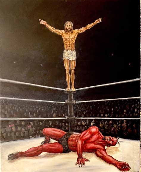 Jesus Beats the Devil in a Pro Wrestling Match Jesus on the - Etsy Canada