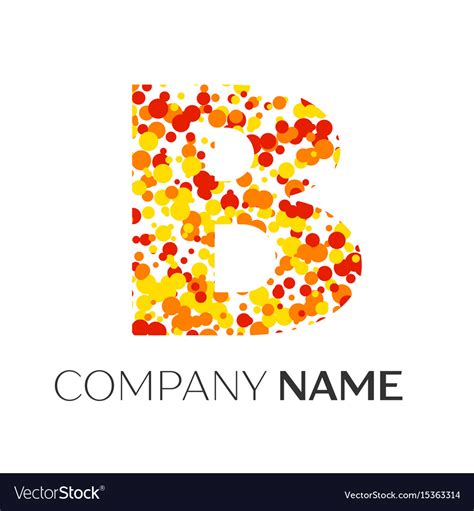 Letter b logo with orange yellow red particles Vector Image