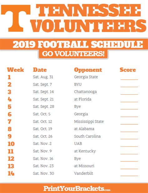 [High Resolution] Vols Football Schedule 2023