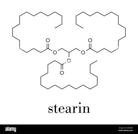 Stearin saturated fat molecule: triglyceride composed of glycerol and 3 ...