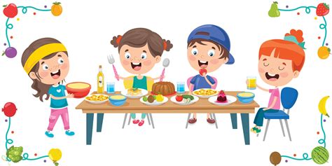 Little Children Eating Healthy Food 2560531 Vector Art at Vecteezy