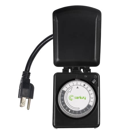 Century Outdoor Mechanical Light Timer, 24-Hour Programmable Plug-in Heavy Duty Outlet Timer ...